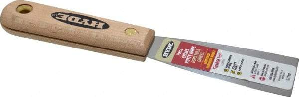 Hyde Tools - 1-1/2" Wide Steel Putty Knife - Flexible, Hardwood Handle, 7-3/4" OAL - Benchmark Tooling