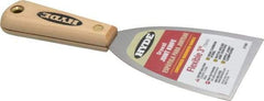 Hyde Tools - Flexible Carbon Steel 1-Edge Scraper - 3" Blade Width, 8-1/4" Long Hardwood Handle - Benchmark Tooling