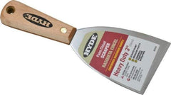 Hyde Tools - Stiff Carbon Steel Chisel Scraper - 3" Blade Width, 8-1/4" Long Hardwood Handle - Benchmark Tooling