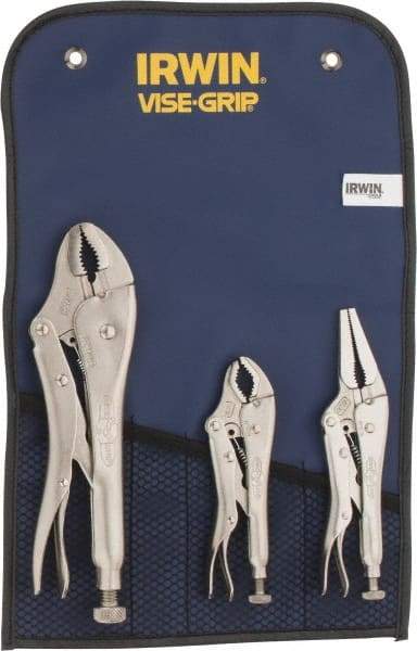 Irwin - 3 Piece Locking Plier Set - Comes in Tool Roll - Benchmark Tooling