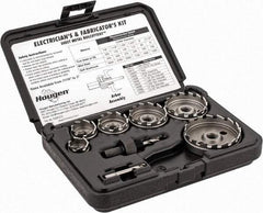 Hougen - 11 Piece, 7/8 to 2-1/2" Cutter Diam, 1/8" Cutting Depth, High Speed Steel Annular Cutter Set - Bright Finish, 3/8" Shank Diam, 7/8, 1-1/8, 1-3/8, 1-3/4, 2, 2-1/2" Cutter Diams, 3 Flats on Shank - Benchmark Tooling