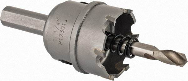 Hougen - 1-1/4" Diam, 1/8" Cutting Depth, Hole Saw - Carbide-Tipped Saw, Toothed Edge - Benchmark Tooling