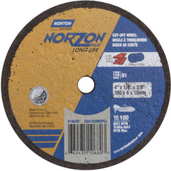 4″ × 1/8″ × 3/8″ NorZon Plus Small Diameter Cut-Off Wheel Type 01 Straight Aluminum Oxide - Benchmark Tooling