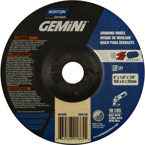 6 × 1/4 × 7/8″ Gemini Grinding Wheel A 24 S Type 27 - Benchmark Tooling