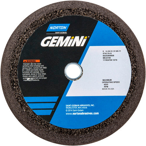 ‎6″ / 4-3/4″ × 2″ × 5/8″-11-Gemini Snagging Wheel Type 11-Flaring Cup 16 Grit Aluminum Oxide - Benchmark Tooling
