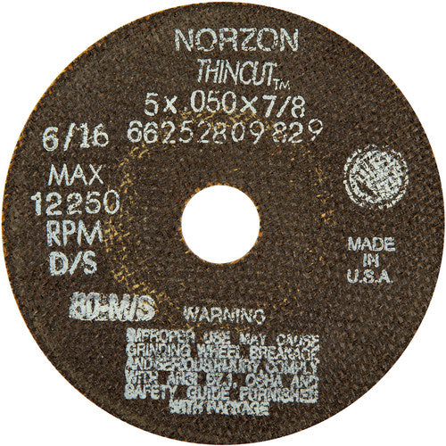 5″ × 1/2″ × 7/8″ NorZon Plus Right Angle Cut-Off Wheel Type 01 Straight 36 Grit - Benchmark Tooling