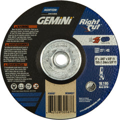 ‎6 x .045 × 5/8 - 11″ Gemini RightCut Cutting Wheel A 24 Q Type 27/42 - Benchmark Tooling