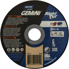 5″ × 0.045″ × 7/8″ Gemini Right Angle Cut-Off Wheel Type 01 Straight Aluminum Oxide - Benchmark Tooling