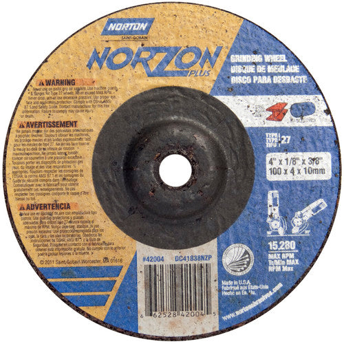 4″ × 1/8″ × 3/8″ NorZon Plus Non-Woven Depressed Center Wheel Type 27 - Benchmark Tooling