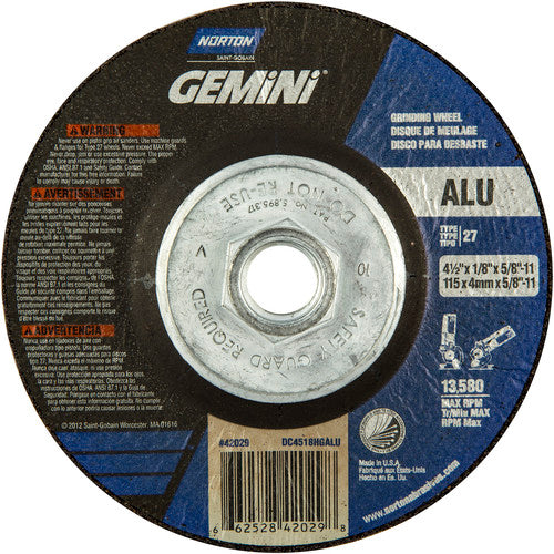 ‎4-1/2″ × 1/8″ × 5/8″-11 Gemini Non-Woven Depressed Center Wheel Type 27 46 Grit - Benchmark Tooling