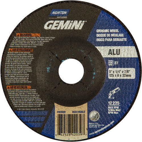 5″ × 1/4″ × 7/8″ Gemini Non-Woven Depressed Center Wheel Type 27 46 Grit Aluminum Oxide - Benchmark Tooling