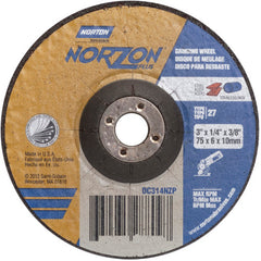 3″ × 1/4″ × 3/8″ NorZon Plus Non-Woven Depressed Center Wheel Type 27 20 Grit - Benchmark Tooling