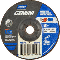 3″ × 1/4″ × 3/8″ Gemini Non-Woven Depressed Center Wheel Type 27 Aluminum Oxide - Benchmark Tooling