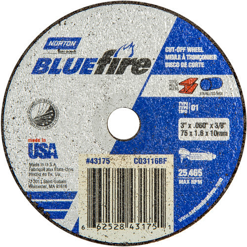 3 x .060 × 3/8″ BlueFire Small Diameter Cut-Off Wheel <=3″ ZA 46 X Type 01/41 - Benchmark Tooling