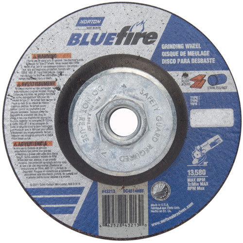 ‎4-1/2 × 1/4 × 5/8 - 11″ BlueFire Grinding Wheel ZA 24 S Type 27 - Benchmark Tooling