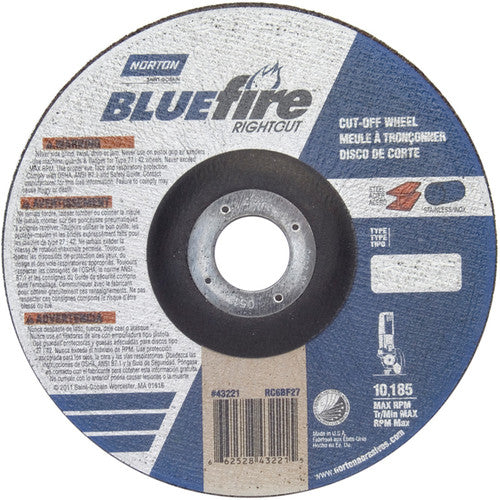 6 × 1/16 × 7/8″ BlueFire RightCut Cutting Wheel A 36 Q Type 27/42 - Benchmark Tooling