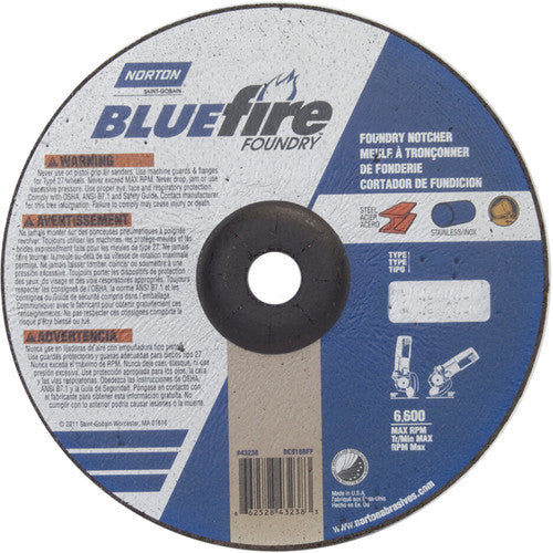 9″ × 1/8″ × 7/8″ BlueFire Non-Woven Depressed Center Wheel Type 27 Zirconia Alumina / Aluminum Oxide - Benchmark Tooling