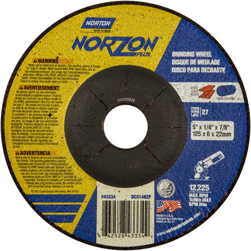 5″ × 1/4″ × 7/8″ NorZon Plus Non-Woven Depressed Center Wheel Type 27 - Benchmark Tooling