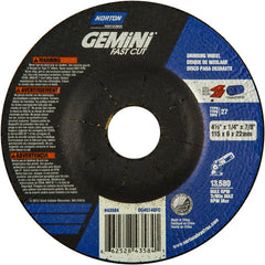 ‎4-1/2 × 1/4 × 7/8″ Gemini Fast Cut Grinding Wheel A 24 N BDA Type 27 - Benchmark Tooling