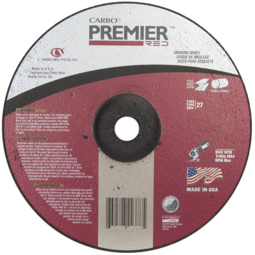 5″ × 0.045″ × 7/8″ - Zirconia Alumina - Premier Redcut - Depressed Center Wheel - Benchmark Tooling