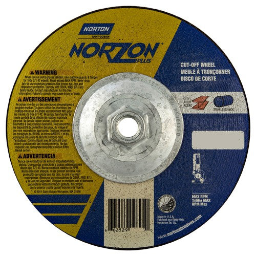 ‎7″ × 1/8″ × 5/8″-11 NorZon Plus Non-Woven Depressed Center Wheel Type 27 - Benchmark Tooling