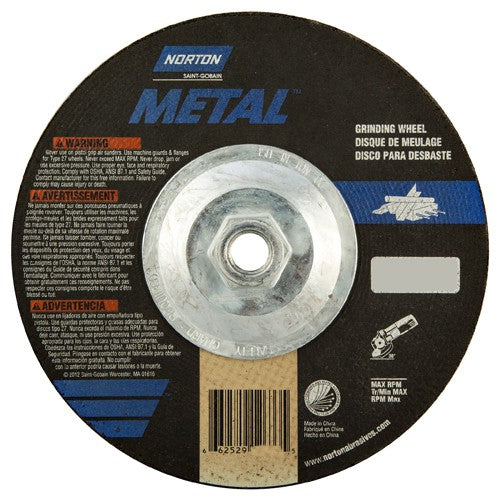 7″ × 1/4″ × 5/8″ Norton Metal Non-Woven Depressed Center Wheel Type 27 - Benchmark Tooling