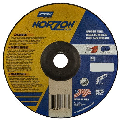 7″ × 1/4″ × 7/8″ NorZon Plus Non-Woven Depressed Center Wheel Type 27 - Benchmark Tooling