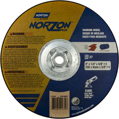 9″ × 1/4″ × 5/8″ NorZon Plus Non-Woven Depressed Center Wheel Type 27 - Benchmark Tooling