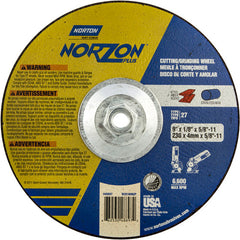 9″ × 1/8″ × 5/8″ NorZon Plus Non-Woven Depressed Center Wheel Type 27 - Benchmark Tooling