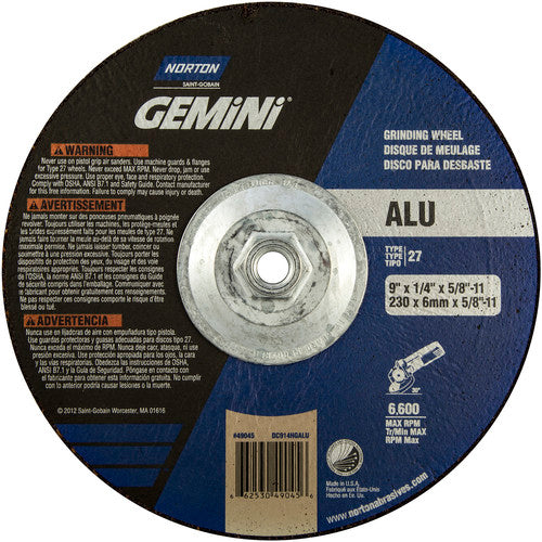 ‎9″ × 1/4″ × 5/8″-11 Gemini Non-Woven Depressed Center Wheel Type 27 24 Grit - Benchmark Tooling