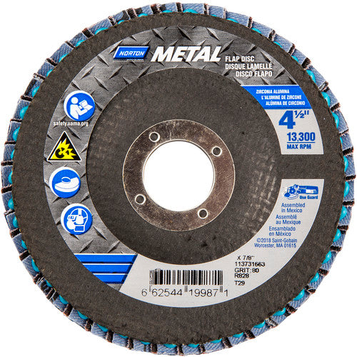 ‎4-1/2 × 7/8″ Metal Fiberglass Conical Flap Disc Type 29 80 Grit R828T Zirconia Alumina - Benchmark Tooling