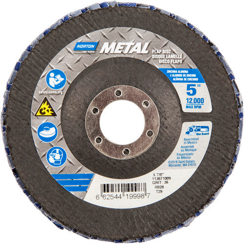 5″ × 1/4″ × 7/8″ Metal Flap Disc Type 29 Conical 36 Grit Zirconia Alumina - Benchmark Tooling