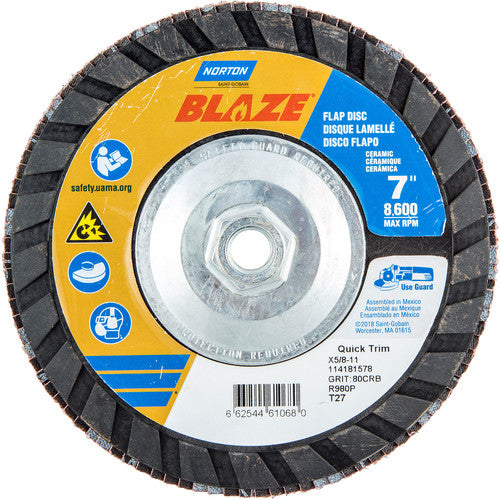 7″ × 1/4″ × 5/8″ SG Blaze R980P Flap Disc Type 27 Flat 80 Grit - Benchmark Tooling