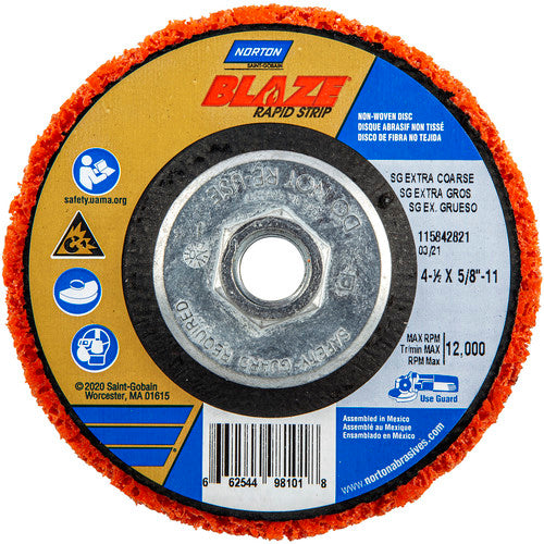 ‎4-1/2 × 5/8 - 11″ Bear-Tex Blaze Rapid Strip Non-Woven Depressed Center Disc Ceramic Alumina Extra Coarse Grit Type 27 - Benchmark Tooling