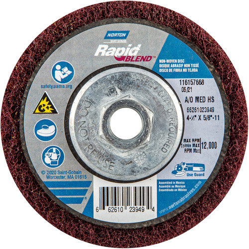 ‎4-1/2″ × 5/8″-11 Rapid Prep Depressed Center Finishing Wheel 150-180 Grit Aluminum Oxide - Benchmark Tooling