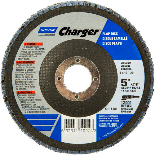 5″ × 1/4″ × 7/8″ Charger R822 Flap Disc Type 29 Conical 60 Grit - Benchmark Tooling