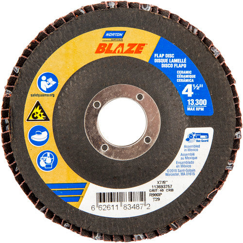 ‎4-1/2 × 7/8″ Blaze Fiberglass Conical Flap Disc Type 29 40 Grit R980P Premium Ceramic Alumina - Benchmark Tooling