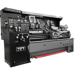 Jet - 17" Swing, 40" Between Centers, 230/460 Volt, Triple Phase Engine Lathe - 7-1/2 hp, 3-1/8" Bore Diam, 44" Deep x 68" High x 94" Long - Benchmark Tooling