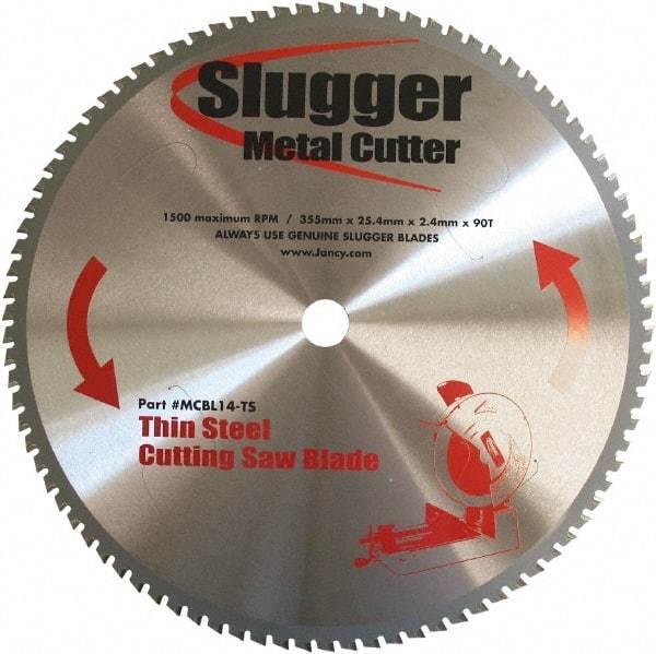 Fein - 14" Diam, 1" Arbor Hole Diam, 90 Tooth Wet & Dry Cut Saw Blade - Carbide-Tipped, Standard Round Arbor - Benchmark Tooling