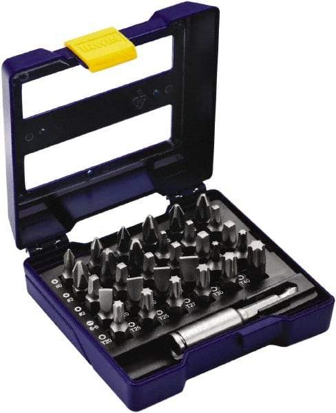 Irwin - 31 Piece, 1/4" Drive Screwdriver Insert Bit Set - #0 to #3 Phillips, 0.05 to 1/4" Hex, 1.27 to 10mm Hex, T10 to T40 Torx, #1 to #3 Square Recess - Benchmark Tooling