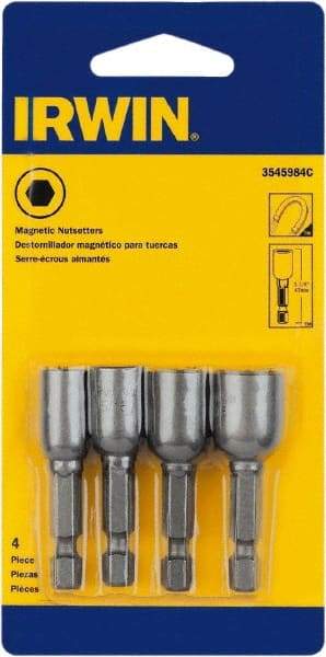 Irwin - 4 Piece, Nutsetter Handle, Bit Holder - 1/4" Hex Drive - Benchmark Tooling