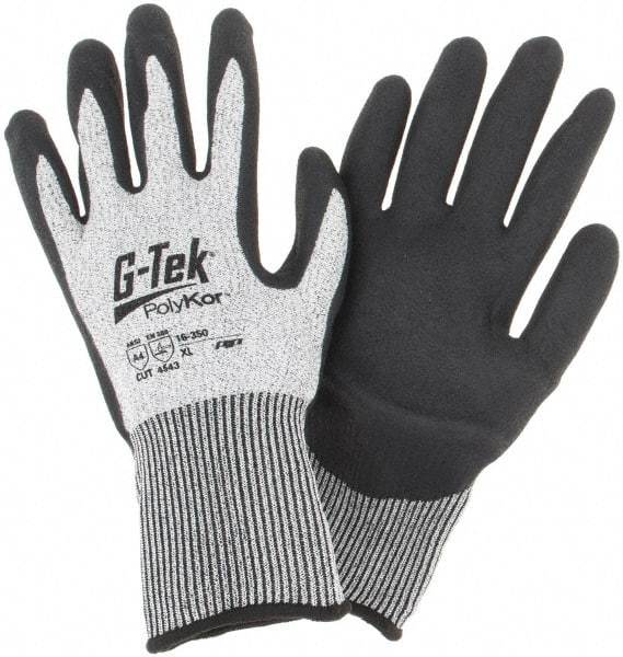PIP - Size XL, ANSI Cut Lvl A4, Cut Resistant Gloves - Palm & Fingers Coated, Salt & Pepper - Benchmark Tooling