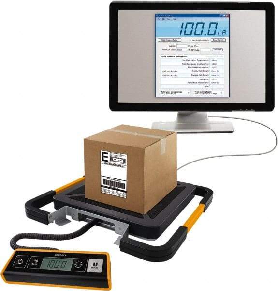 Dymo - 15" Base, 400 Lb Capacity, Digital Scale - 0.5 Lb Graduation, USB, 120 Volt Adapter or (3) AAA Batteries - Benchmark Tooling