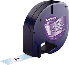 Dymo - 1/2" Wide x 156" Long, Black On Clear Plastic Label Printer Cartridge - For DYMO Letratag Printers - Benchmark Tooling