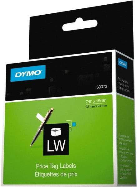 Dymo - 15/16" Wide x 15/16" Long, White Price Tag - For DYMO LabelWriter Printers - Benchmark Tooling