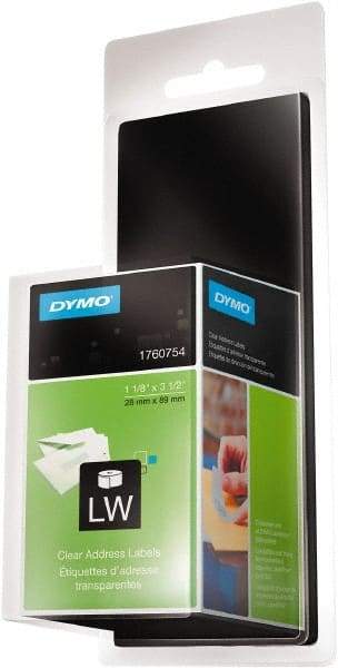 Dymo - 1-1/8" Wide x 3-1/2" Long, Clear Shipping Label - For DYMO LabelWriter Printers - Benchmark Tooling