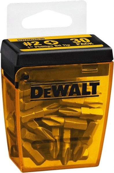 DeWALT - #2, Tip Phillips Screwdriver Bit - 1/4" Drive, 1" OAL - Benchmark Tooling