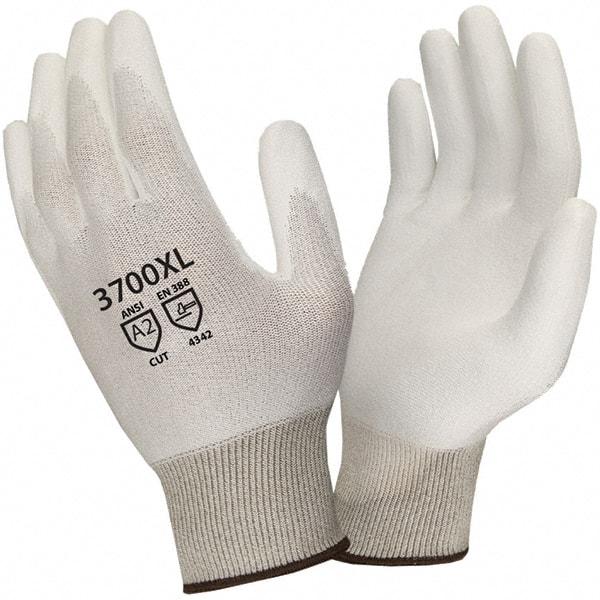 Cordova - Size L, ANSI Cut Lvl 2, Puncture Lvl 2, Abrasion Lvl 4, Cut & Puncture Resistant Gloves - Palm Coated, White - Benchmark Tooling