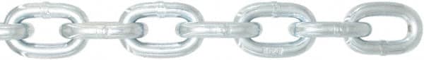 Value Collection - 3/8" Welded High Test Chain - 5,400 Lb Capacity, Grade 40, 75' Long, Zinc Plated Finish - Benchmark Tooling