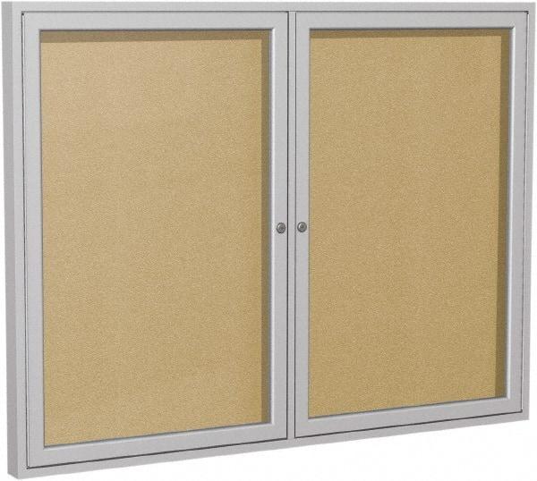 Ghent - 48" Wide x 36" High Enclosed Cork Bulletin Board - Vinyl, Caramel - Benchmark Tooling